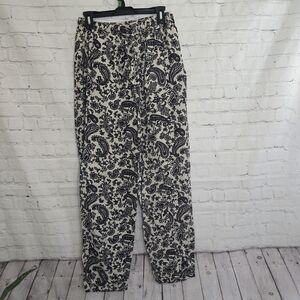 Marsh Landing Black and Cream, paisley print pants size medium women's